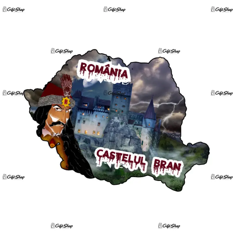 Harta, romania, castelul bran, magnet frigider mgs002